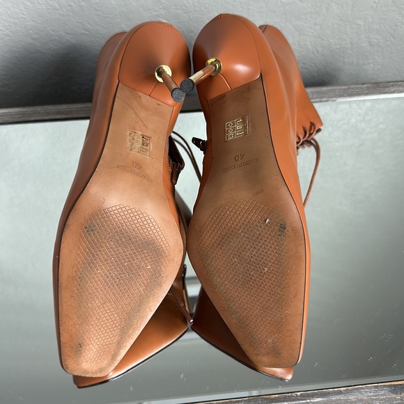 l'intervalle ankle boots w/gold accent high heels in chestnut nubuck 40/ US 9 - Picture 4 of 7
